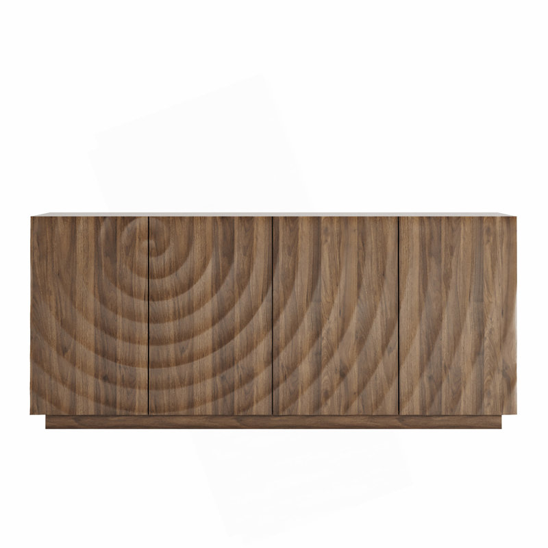 59 Inch Wide Rectangular Sideboard with 3D Water Ripple Pattern and Ample Storage