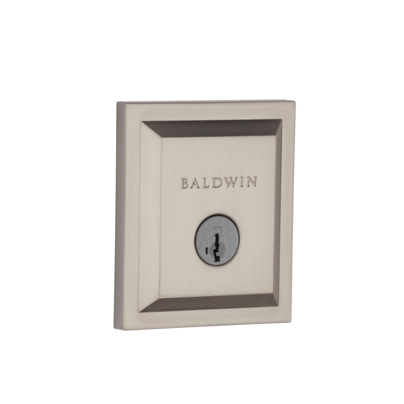 Satin Nickel Rectangular Single Cylinder Deadbolt with SmartKey