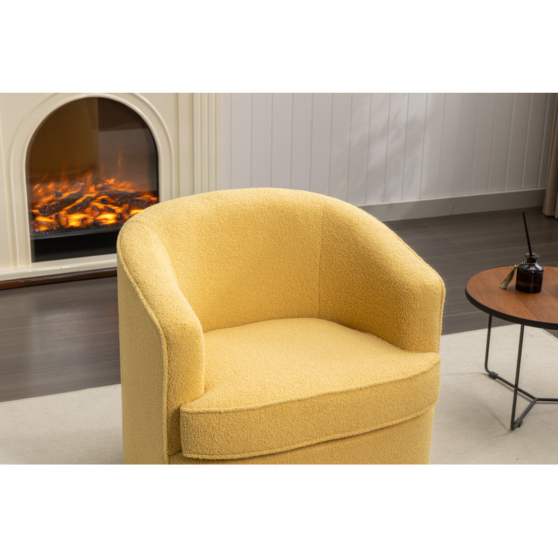 Fauteuil demi-tonneau pivotant de 29 po Jenai, Polyester jaune