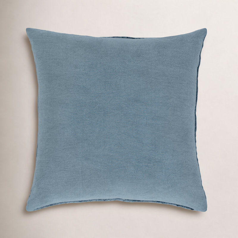 Ruta Cotton Reversible Pillow Cover, Denim, 18" H x 18" W