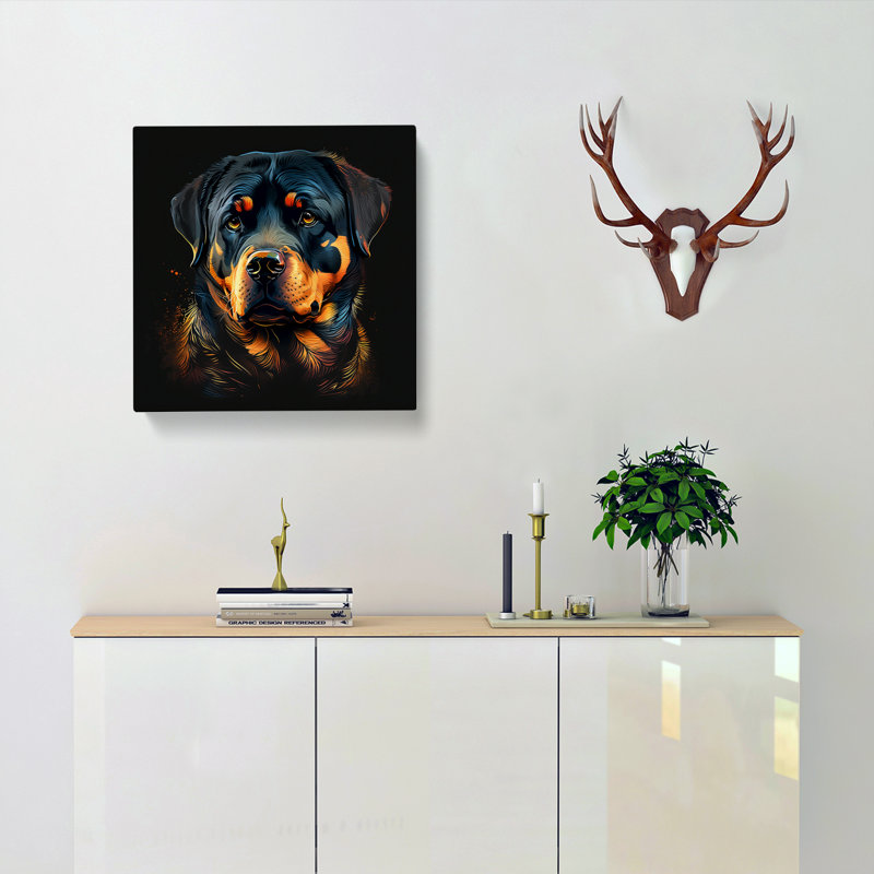 Rottweiler Graphic Art - Wrapped Canvas, 35cm H x 35cm W x 3cm D
