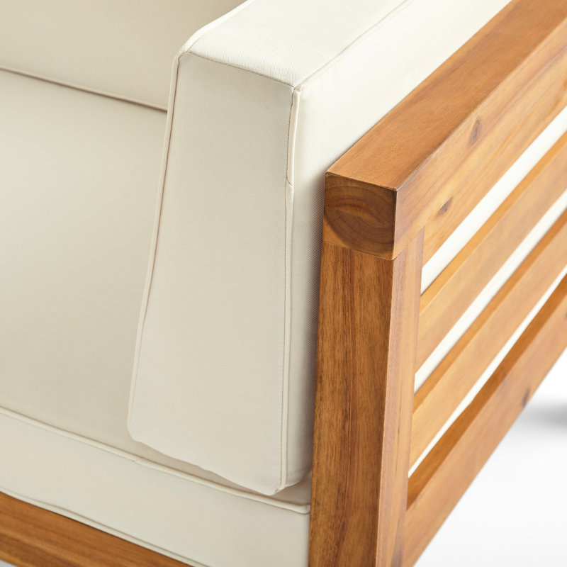 Fauteuil club beige - Structure et coussins en bois imperméables et confortables avec