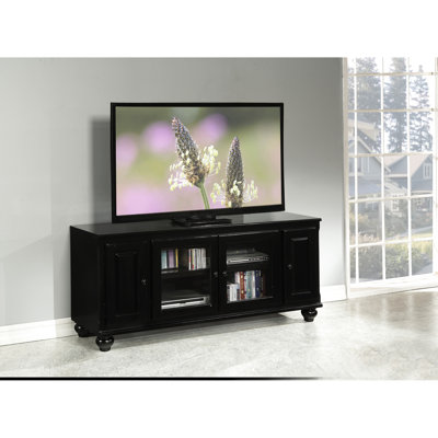 Elegant Black Tv Stand, Accommodates 50 - 59 Inch Tvs, 4 Doors And 3 Shelves For Style Sleek Stand 59" & Convenient Storage