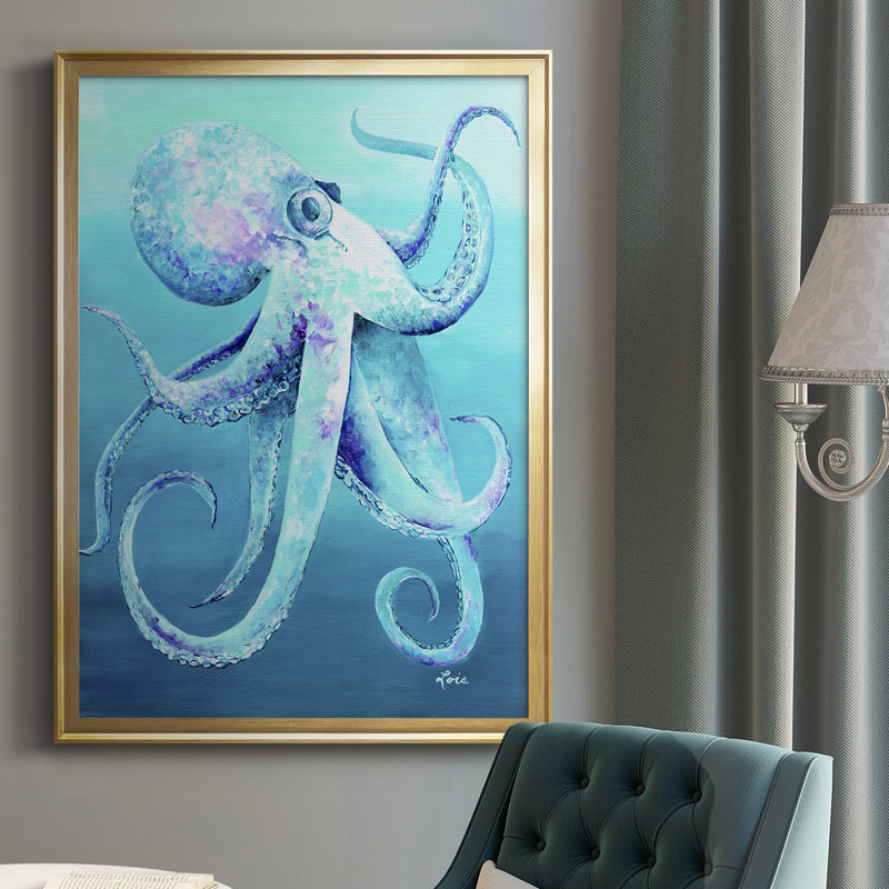 Octopus, reproduction encadrée de qualité supérieure - prête à être accrochée, Or, H 30,5 po x l 22,5 po x P 1 po