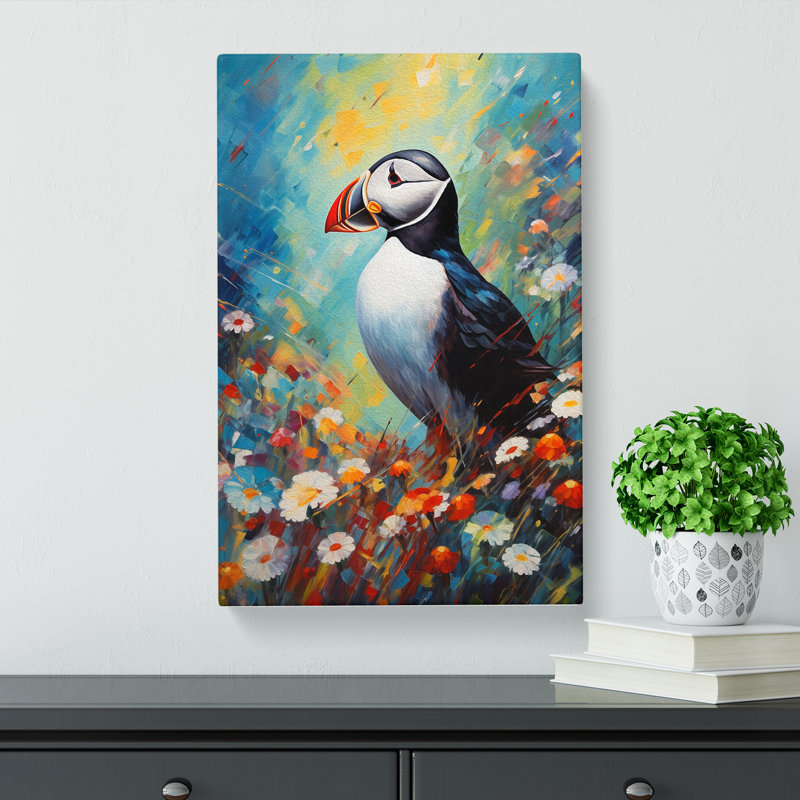 Puffin Expressionism - Wrapped Canvas, 50cm H x 35cm W x 3cm D