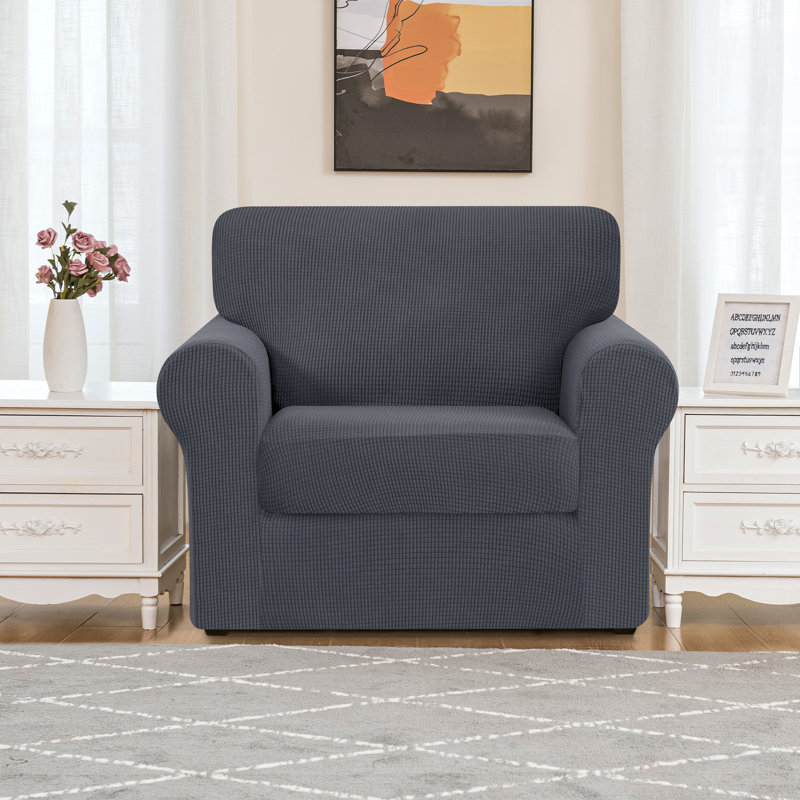 Stretch Separate Box Cushion Armchair Slipcover, Grey