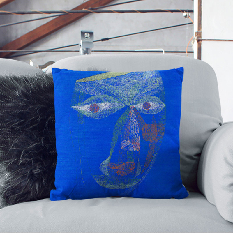 Portrait Of An Oriental By Paul Klee Square Throw Cushion, Stone, 55cm H x 55cm W x 20cm D