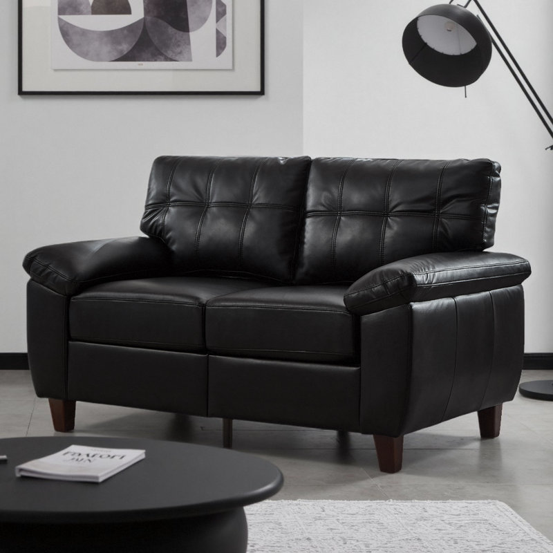 59" Modern Loveseat Couch with Storage – PU Leather 2-Seater Sofa, Wide Armrest Design & Hidden Compartment, Breathable Faux Leather (600 lb Capacity)