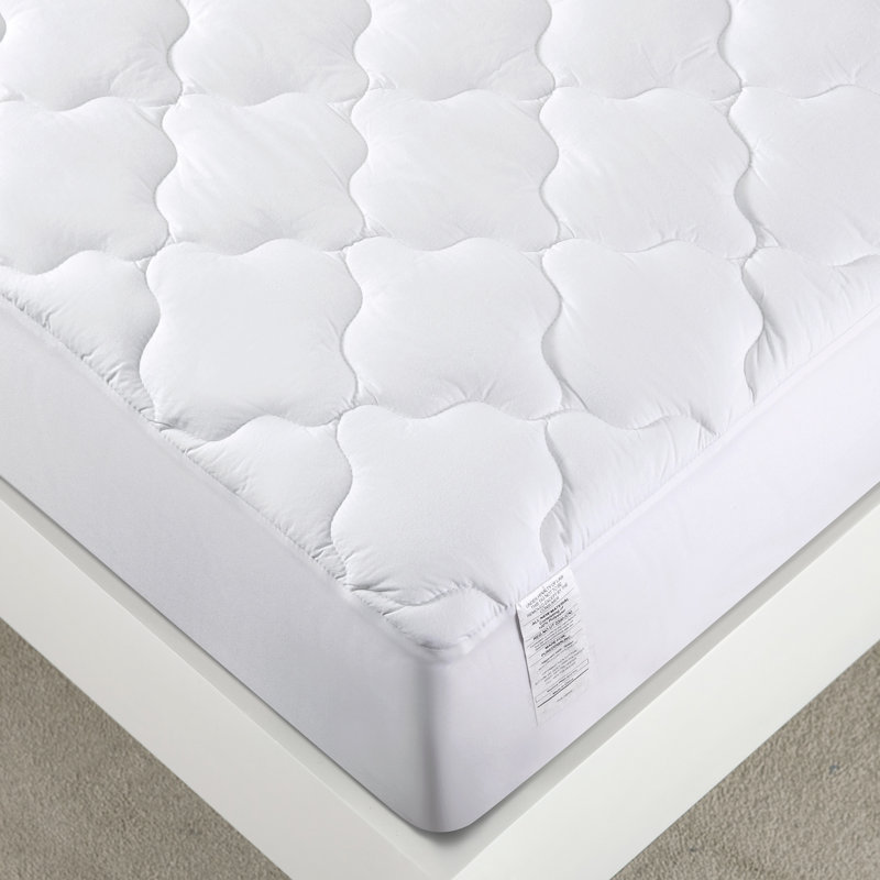 Queen White Cotton Down Alternative Waterproof Mattress Pad