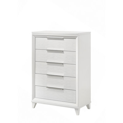 Commode à tiroirs, commode à 5 tiroirs en bois massif de style contemporain