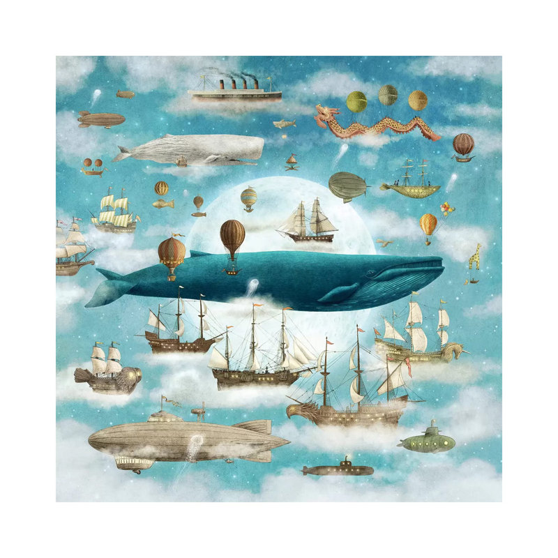 «Ocean Meets Sky Square # 3» par Terry Fan - impression d'art graphique, Toile tendue, H 12 po x l 12 po x P 0,75 po
