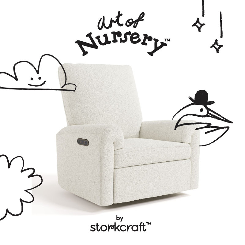 Sorrento Deluxe Power Recliner Swivel Glider, Ivory Boucle