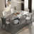 Brown Luxury Marble Rectangular Dining Table Sets-103161292