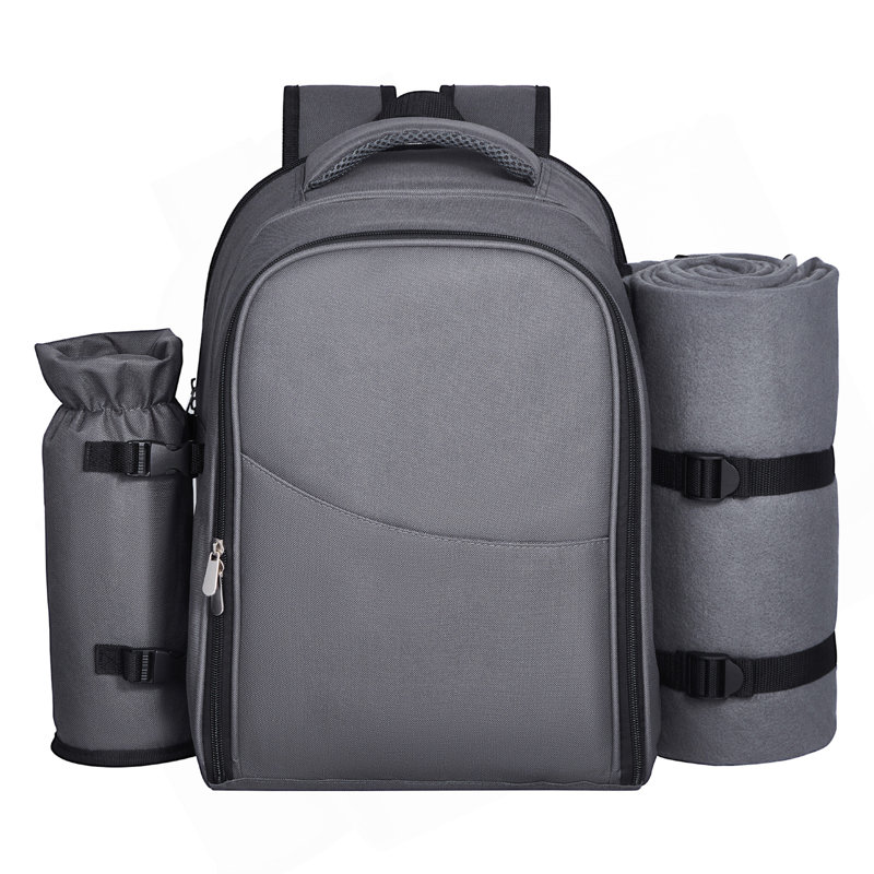 Sac à dos de plage pique-nique pour 2 personnes avec compartiment glacière gris