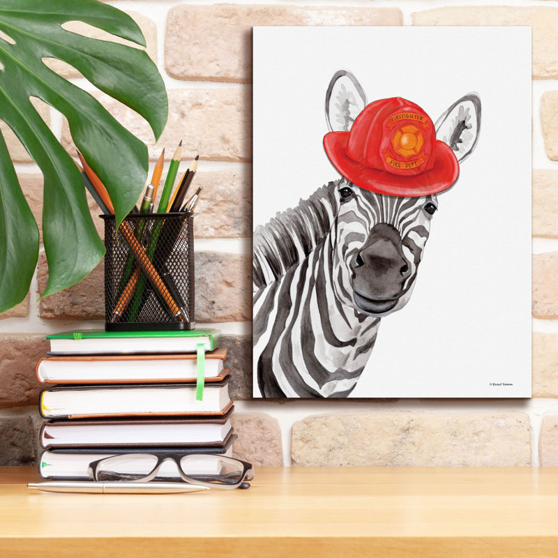 Toile épique Graffiti «Firefighter Zebra» par Rachel Nieman, 12 po x 16 po
