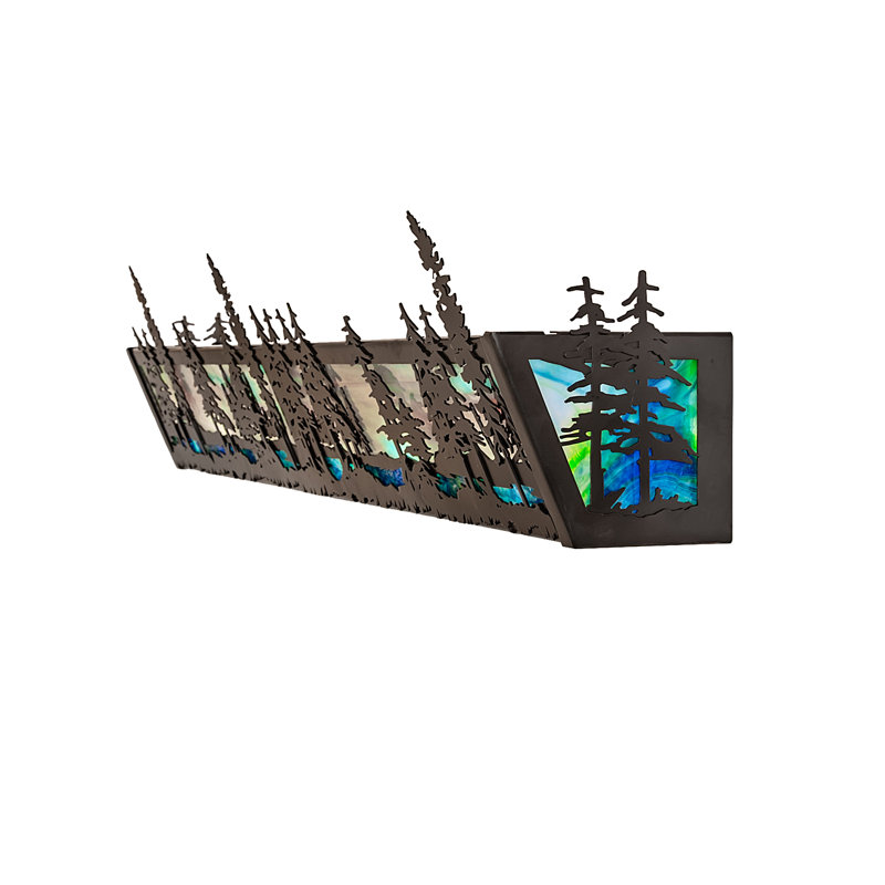 Rustic Lodge 4 - Light Bath Bar, 7" H x 72" W x 6.25" D, Blue/Green/Purple, Timeless Bronze