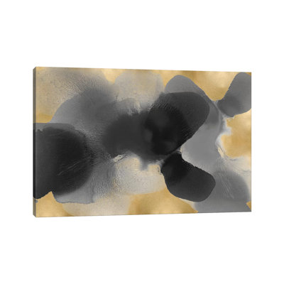 Free Form Grey On Gold I by Hannah Carlson - Wrapped Canvas Painting