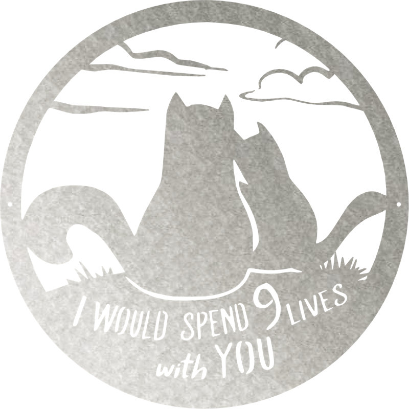 Cat Lives Wall Décor, Silver, 15" H x 15" W x 0.06" D