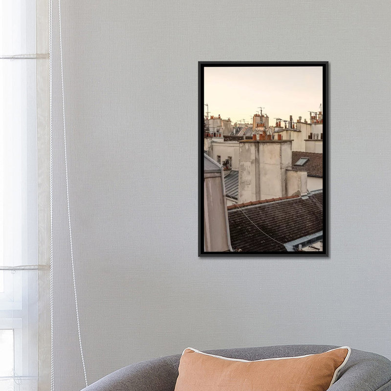 «Paris at Dusk», photographie sur toile, H 26 po x l 18 po x P 1,5 po, Toile avec cadre noir, Pas de tapis