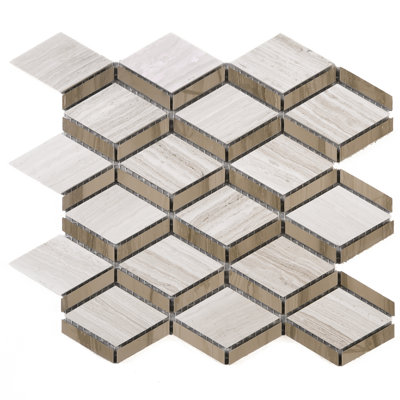Emperador 9.65 in. x 10.63 in. Geometric Polished Marble Mosaic Tile