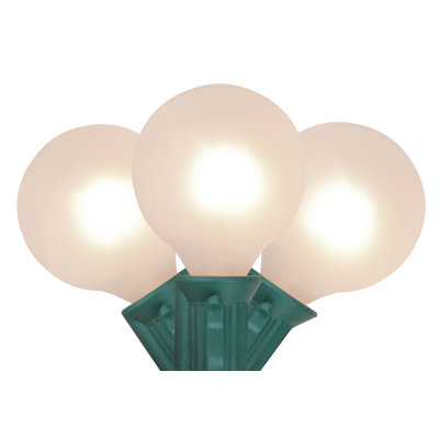 10-Count Frosted White G50 Globe Patio Lights- 9ft Green Wire