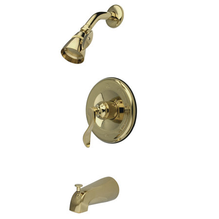 Kingston Brass NuFrench Single-Handle Pressure Balanced Tub and Shower Faucet, Polished Brass