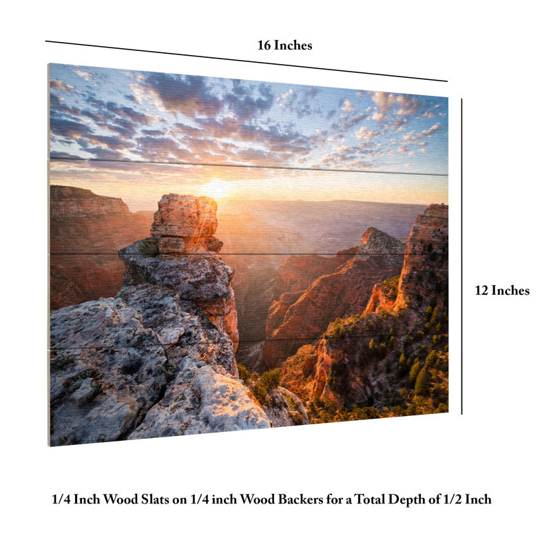 Stefan Hefele  Grand Canyon Rise Wood Slat Art, H 18 po x l 22 po