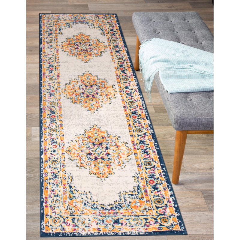 Azulejos Oriental Indoor Rug, Runner 2' x 7'