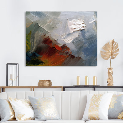 Sentiment d'automne abstrait rouge orange bleu I - peinture abstraite murale, salon