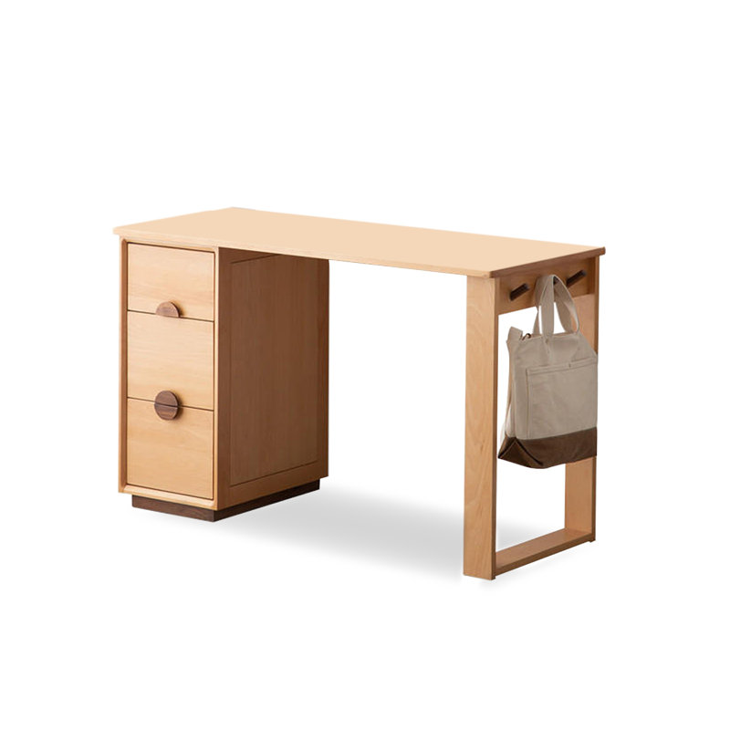 Bureau d'écriture en bois massif avec armoire de rangement Minimalist, H 29,53 po x l 39,37 po x P 20,47 po