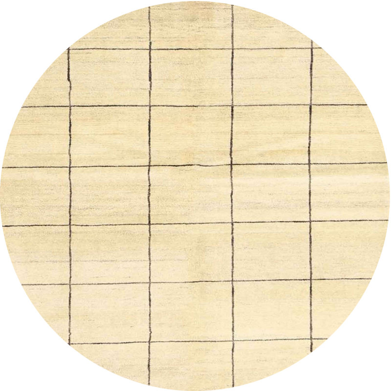 Tapis beige contemporain, Rond 6 pi