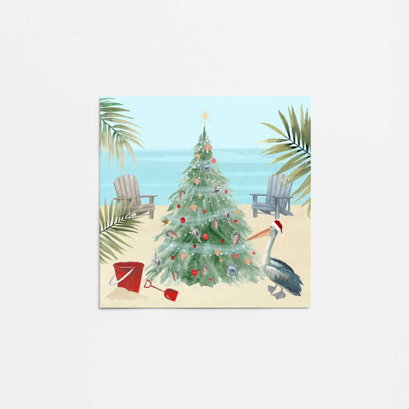 «Beachside Christmas I Print», Sans cadre, papier, H 11 po x l 14 po