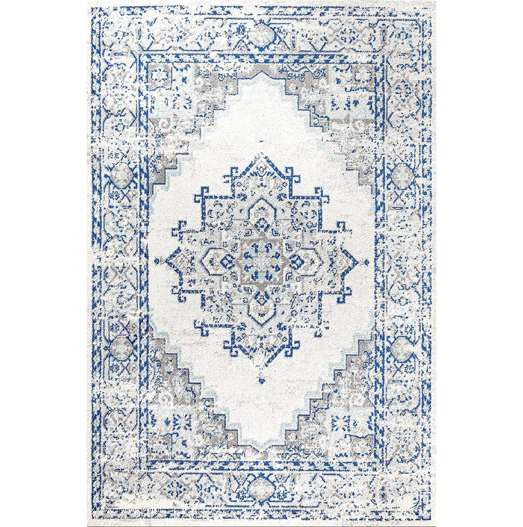 Clarice Inigo Cottage Medallion Blue/Gray Rug Ophelia & Co. Rug
