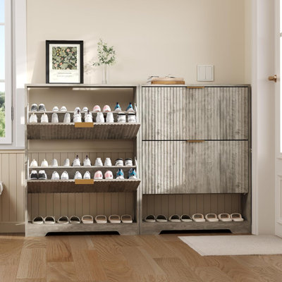 12 Pair Flip Down Shoe Storage