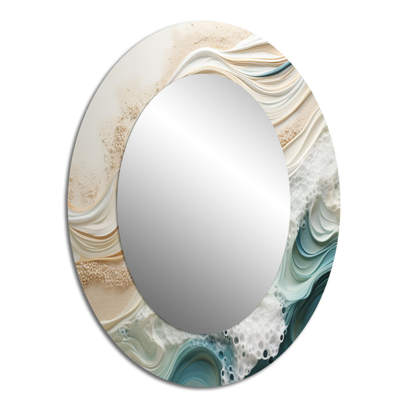 Miroir mural moderne moderne bleu et beige, 40 po x 30 po