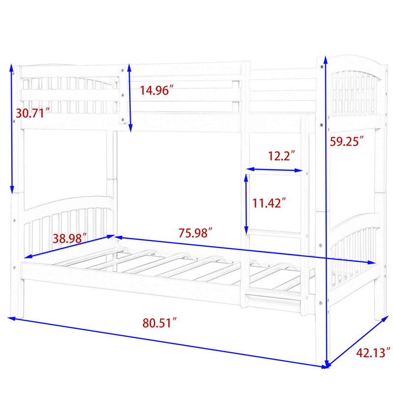 Dekon Kids Twin Over Twin Bunk Bed, White
