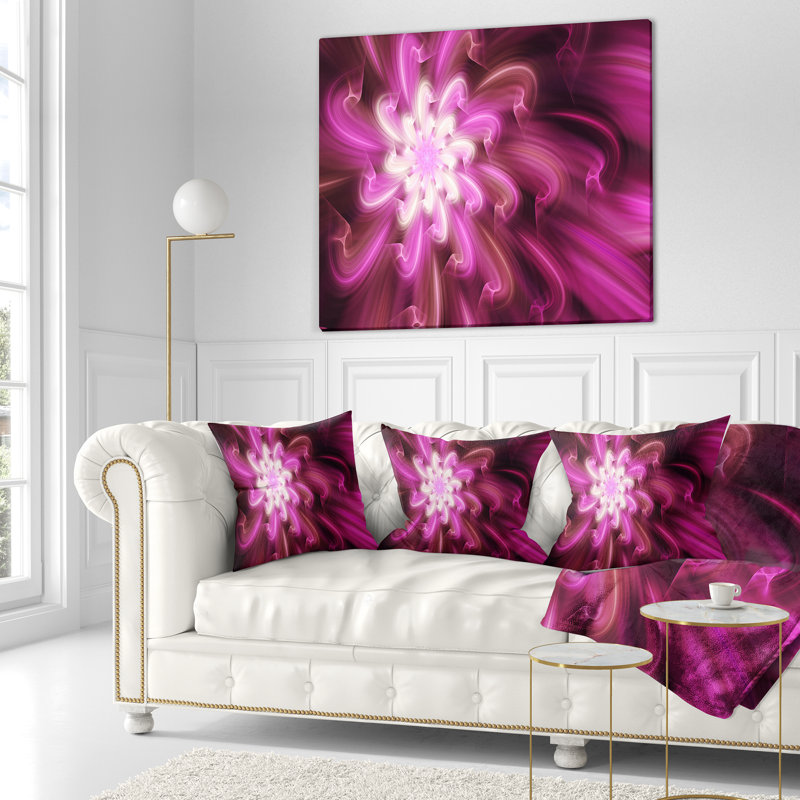 Pétales de fleurs - Coussin imprimé floral, 16 po x 1 po, Floral 5, Mauve