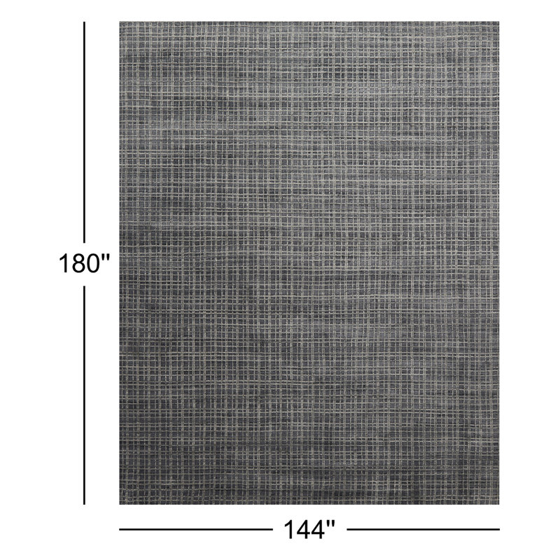 Tapis gris tissé à la main Hannon, Rectangle 12 pi x 15 pi