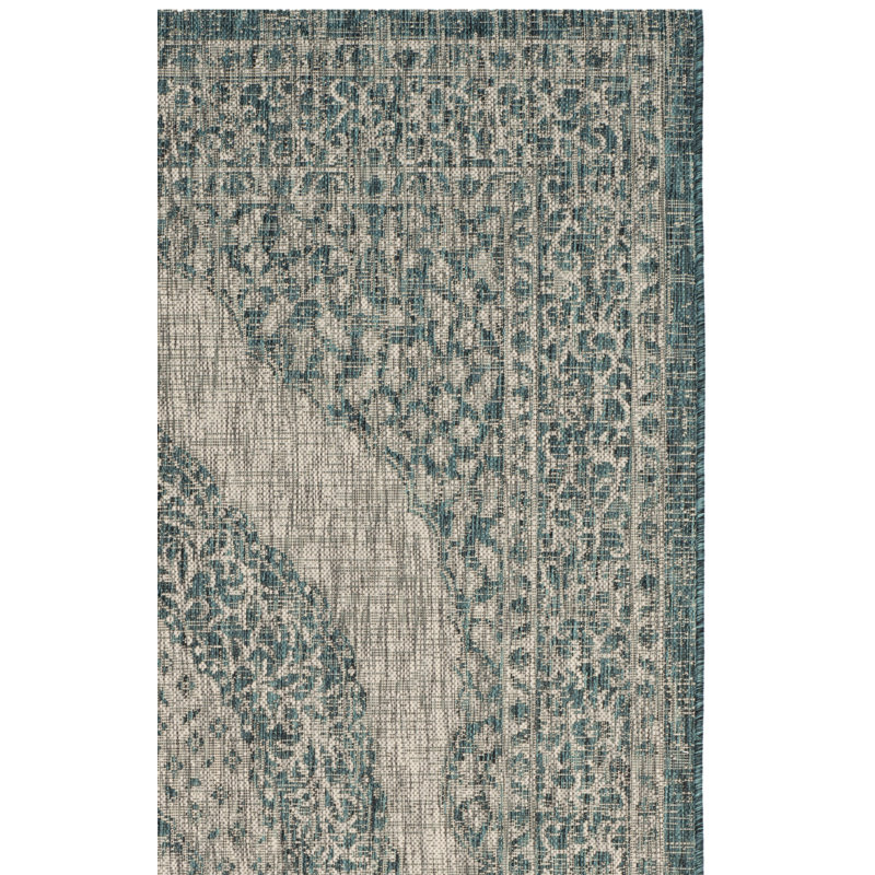 Amedee Performance Oriental Indoor/Outdoor Area Rug, Square 6'7"