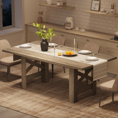 70.87" Extra Large Dining Table for 6-8, Farmhouse Table with Heavy-Duty Triangular Legs, 1.18" Thick MDF Top, Strong MDF Base Supports 400 lbs, Water by Ebern Designs
