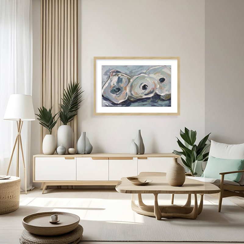 Coastal Retreat Pearlescent Elegance: Oyster Abstract, 16" H x 24" W