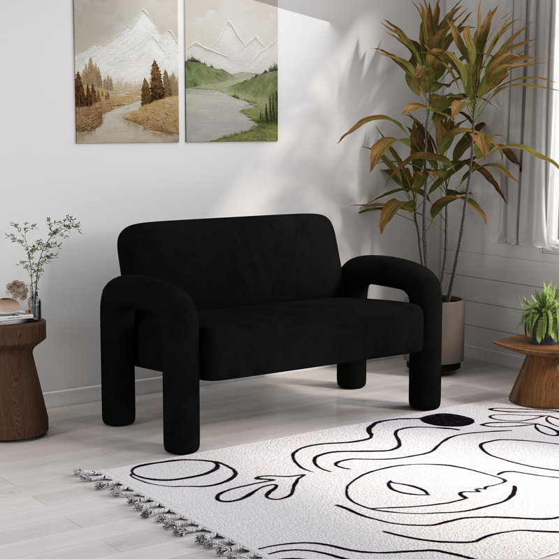 Causeuse en velours 2 places Iryanna, Noir