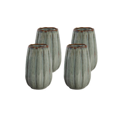  Vase en céramique cannelé gris Mistvale