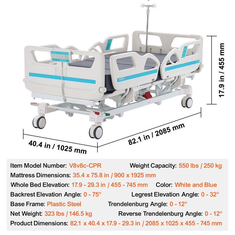 Full Electric Adjustable Hospital Bed with Cardiac Position