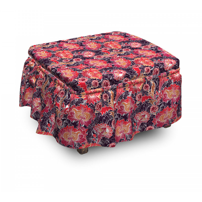 Housse pour repose-pieds oriental fleurs