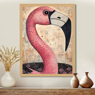 Oiseau rose tacheté - Décoration murale encadrée Flamant rose sur toile