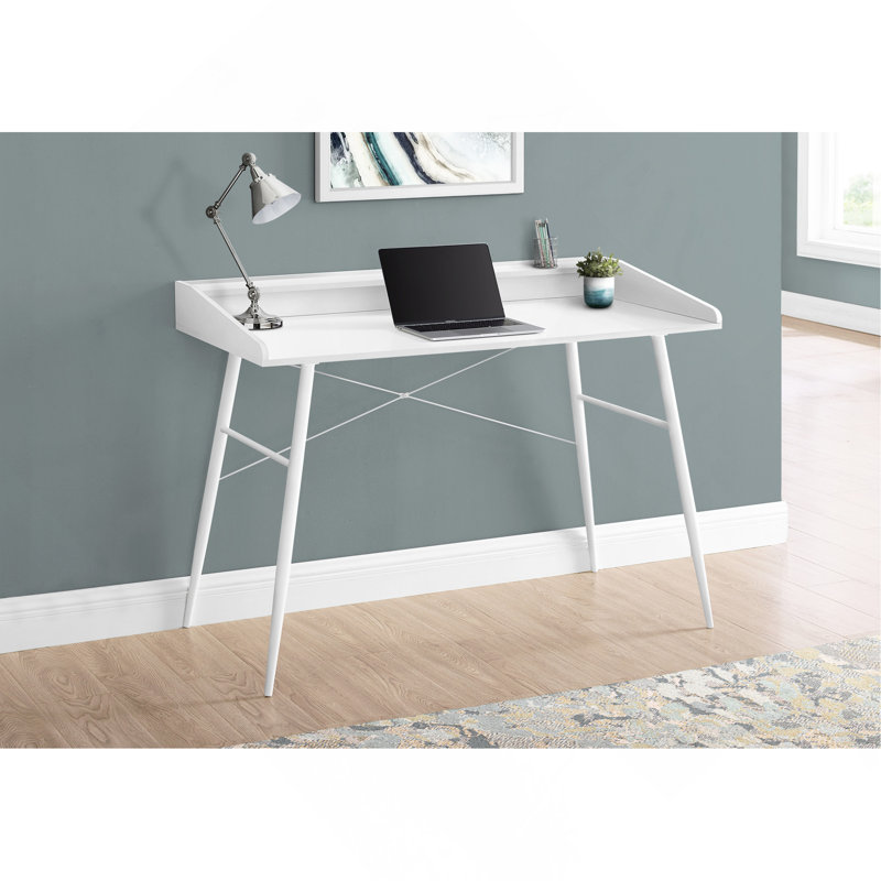 Bureau d'ordinateur, bureau personnel, ordinateur portable, tablettes de rangement, L 48 po, travail, stratifié, métal, contemporain