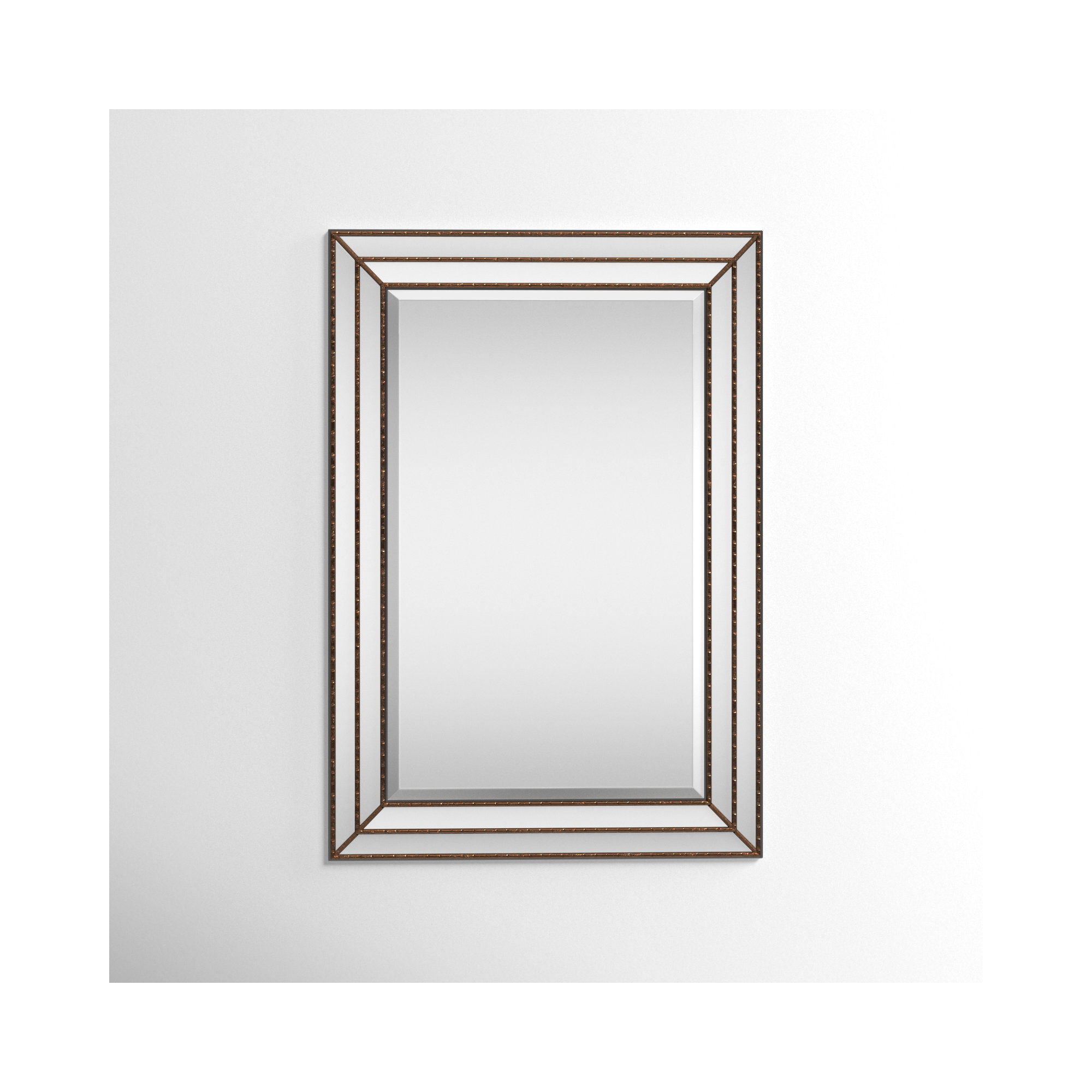 Almyra Rectangle Wall Mirror, Metallic Bronze