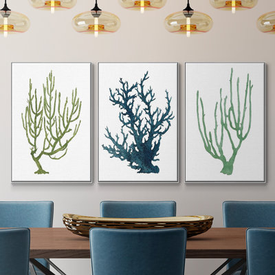 Coral Souvenirs II, reproduction sur toile 3 pièces
