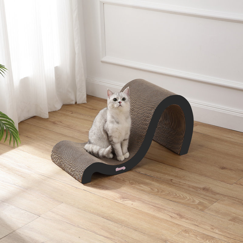Grattoir pour chat à onde double en carton 27 po Kona, Noir